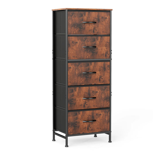 JHK Five Drawer Modern Bedroom Storage Cabinet Furniture