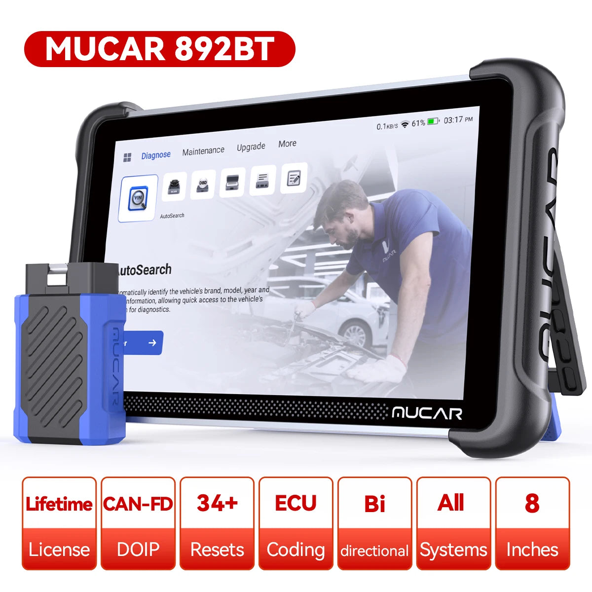 MUCAR 892BT Professional OBD2 Scanner With ECU Coding CANFD DOIP
